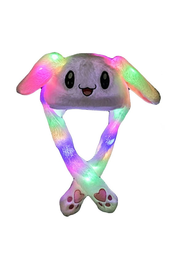 Fashion Cute Men And Women Light Hat Bunny Long Ears Funny Hat Fluffy Winter Cap Warm Rabbit Outdoor Hat