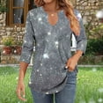thumbnail image 1 of Neewe Fashion Women's Casual Printed V-Neck 3/4 Sleeve T-shirt V-Neck Wrinkle And Stripe Tops, 1 of 6
