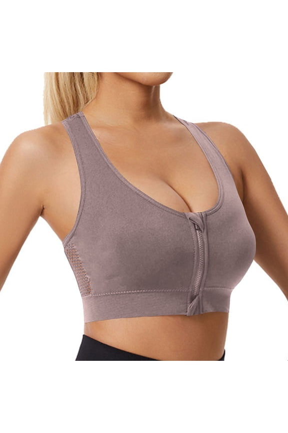 Front Closure High Support Sports Bras for Women Double Straps Plus Size Sports Bra with Sewn in Pads