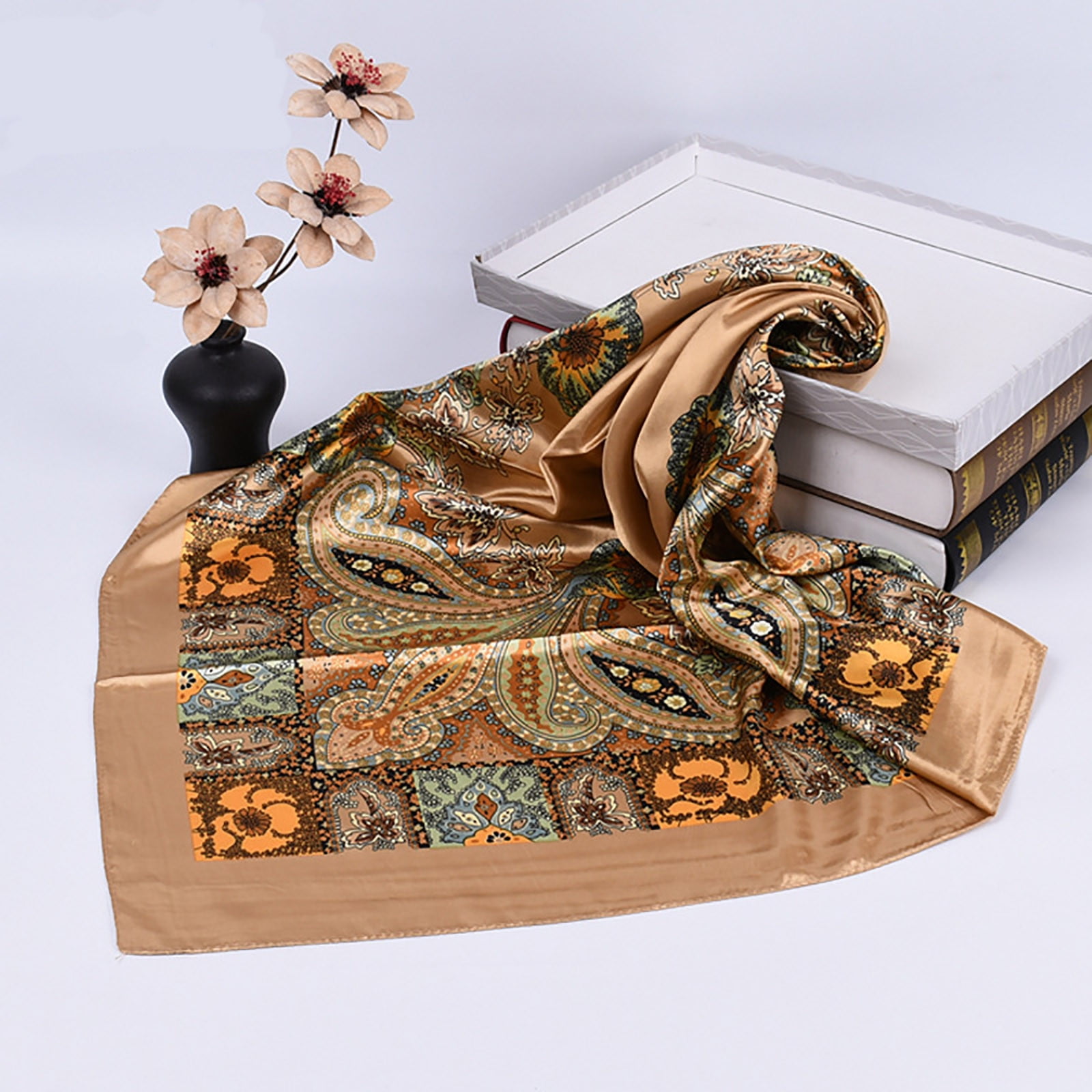 Hair Bandanas Scarf For Women Lightweight Fashion Neck Silk Satin Head Scarves For Sleeping Handbags Scarf 90CM Imitation Silk Big Scarf Hand
