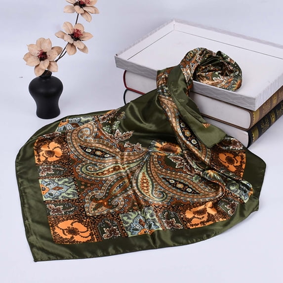 Neewe Hair Bandanas Scarf For Women Lightweight Fashion Neck Silk Satin Head Scarves For Sleeping Handbags Scarf 90CM Imitation Silk Big Scarf Hand