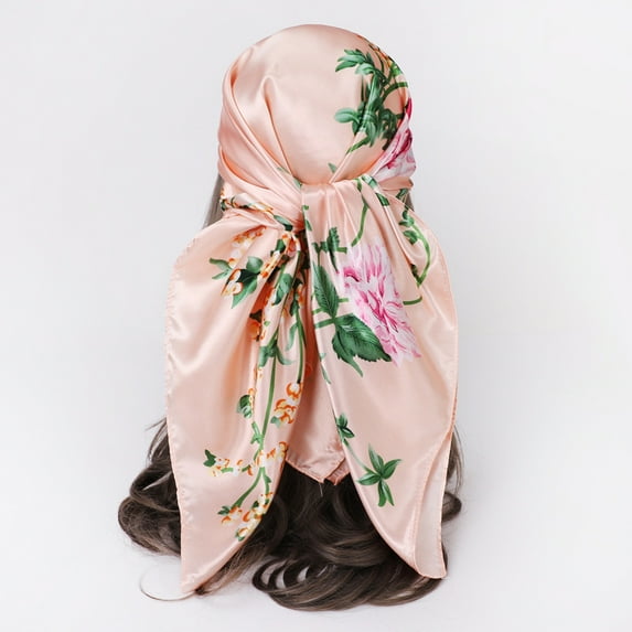 Neewe Hair Bandanas Scarf For Women Lightweight Fashion Neck Silk Satin Head Scarves For Sleeping Handbags Scarf 90CM Imitation Silk Big Scarf Hand