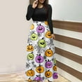 thumbnail image 1 of Neewe Halloween Dresses Womens Long Sleeve Cocktail Swing Dress Skeleton Pumpkin Printed Party Costume, 1 of 4