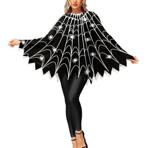 Neewe Halloween Party Costume Women's Cape Shawl Printing Costume for Women, Halloween Costumes for Women