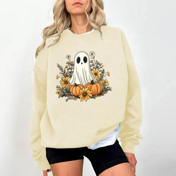 Neewe Halloween Sweatshirts for Women Hoodies Oversized Crewneck Tops Sweaters Comfy Fall Winter Outfits Clothes 2025 Fashion