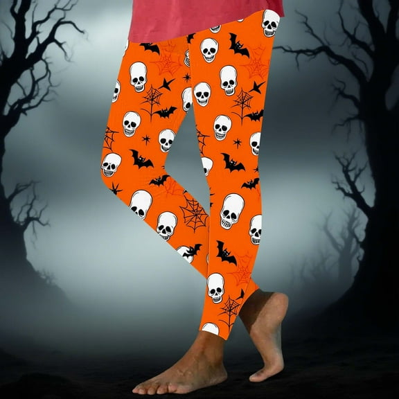 Neewe Halloween Women's Printed High Waisted Leggings for Women-Soft Athletic Tummy Control Pants for Running Yoga Workout Reg & Plus Size