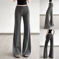 thumbnail image 1 of Neewe High Waisted Leggings for Women,Buttery Soft Stretchy Yoga Pants Flared Pull Rope Striped Leisure Full Length Pants-Black XL, 1 of 9