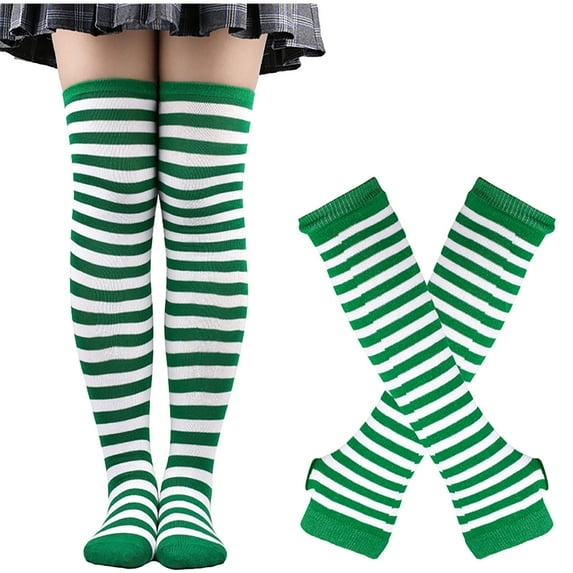 Neewe Knee High Athletic Cotton Socks Womens Stripe Tube Outdoor Sport Socks Running Baseball Stockings Warm Arm Mitten And A Set Of Long Socks Suit