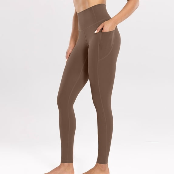 Neewe Leggings with Pockets for Women Plain High Waisted Athletic Workout Compression Leggings Tummy Control Yoga Pants