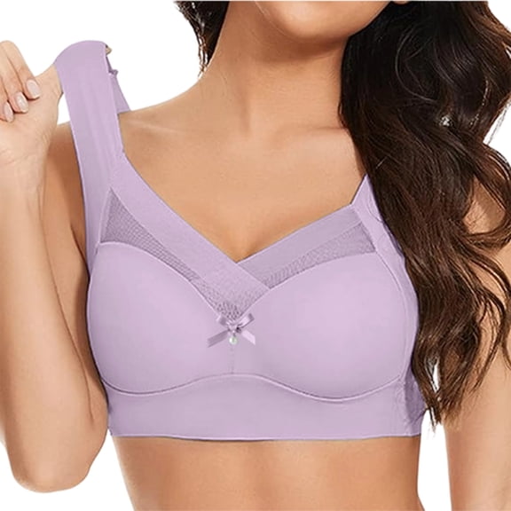 Neewe Lightly Latex Lined Cup Wirefree Unpadded Full Coverage Plus Size Minimizer Daily Bra(L-5XL)