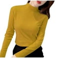 thumbnail image 1 of Neewe Lightweight Mock Turtleneck Crop Tops Long Sleeve Casual Base Layer for Women, 1 of 3