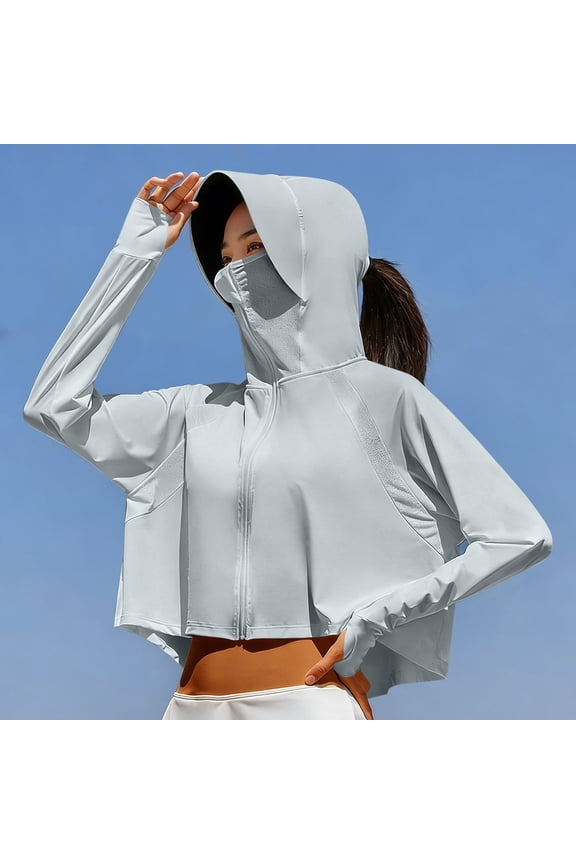 Lightweight Sun-Protection-Tops Women Outdoor UPF 50+ Hiking Tops Jacket Athletic Workout Crop Running