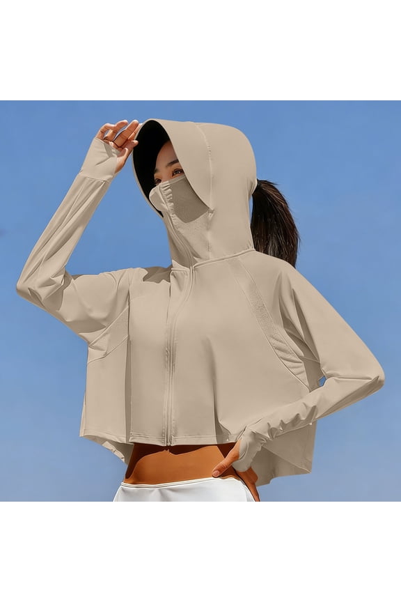 Lightweight Sun-Protection-Tops Women Outdoor UPF 50+ Hiking Tops Jacket Athletic Workout Crop Running