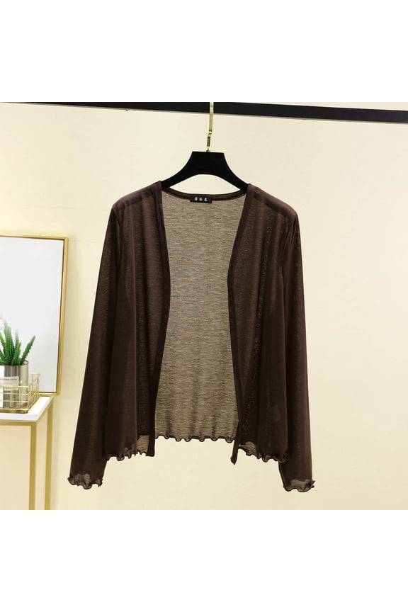 Long Sleeve Lightweight Thin 2025 Summer Cardigan for Women Casual Loose Fit Kimono Cover Up