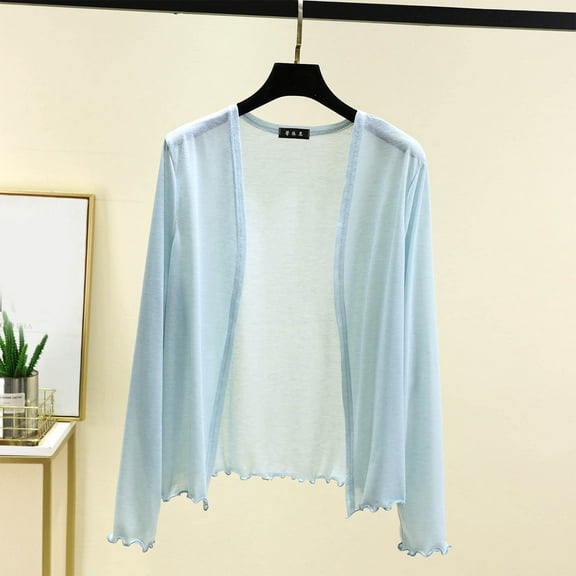 Neewe Long Sleeve Lightweight Thin 2025 Summer Cardigan for Women Casual Loose Fit Kimono Cover Up