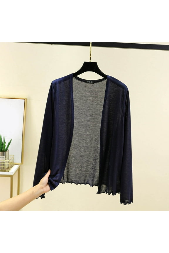 Long Sleeve Lightweight Thin 2025 Summer Cardigan for Women Casual Loose Fit Kimono Cover Up
