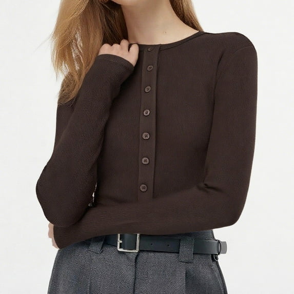 Neewe Long Sleeve Shirts for Women 2025 Fall Clothes Tunic Tops Loose Fit Dressy Crewneck Pullover Sweaters