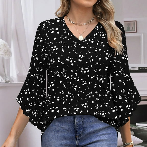 Neewe Long Sleeve Shirts for Women 2025 Fall Tops Floral Print Pleated Dressy Casual Blouses