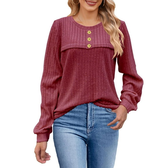 Neewe Long Sleeve Shirts for Women Fall Outfit 2025 Fashion Casual T Shirt Round Neck Basic Loose Tunic Tops