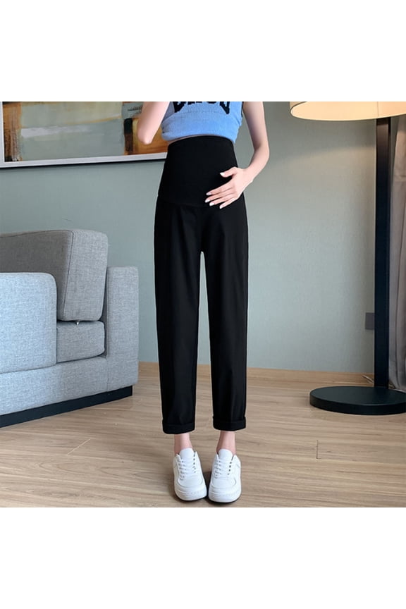 Maternity Dress Yoga Pants Over The Belly Stretchy Work Slack Pregnancy Wide Leg Lounge Trousers