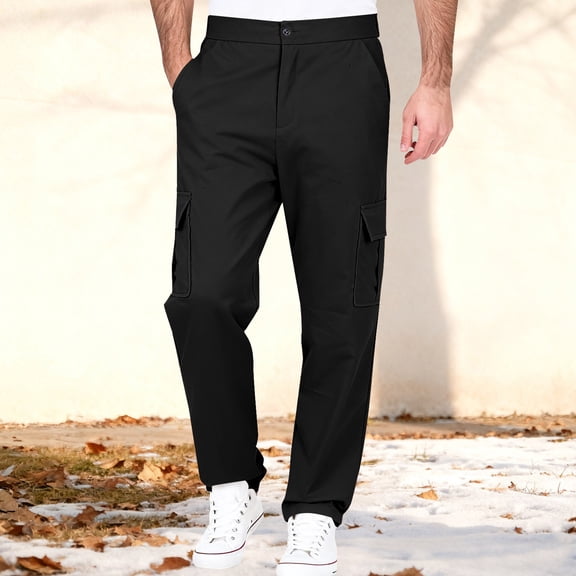 Neewe Men's Elastic Waist Hiking Pants Water Resistant Quick-Dry Lightweight Outdoor Sweatpants with Zipper Pockets