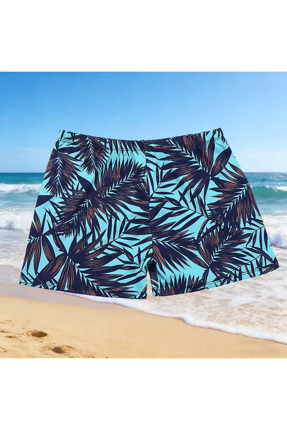 Men's Shorts Casual Classic Fit Hawaiian Summer Beach Shorts with Elastic Waist and Pockets