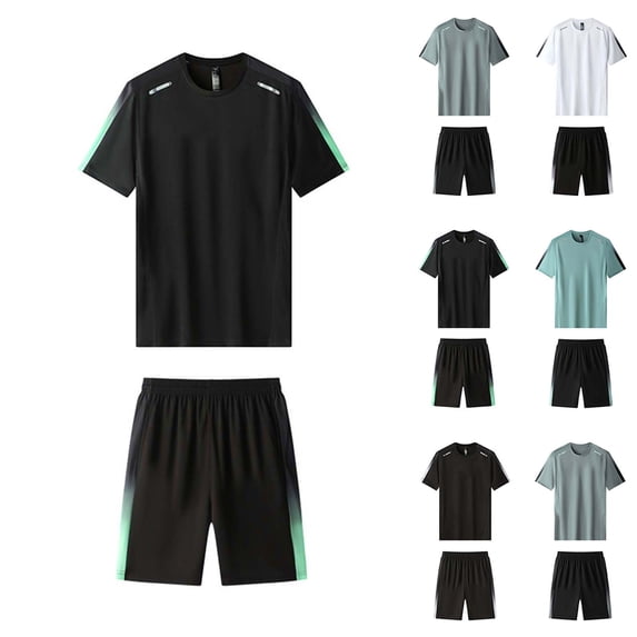 Neewe Men's Workout Clothes Athletic Shorts Shirt Set Basketball Football Training Running Gym-White M