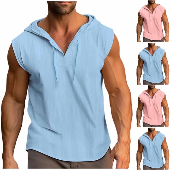 Neewe Mens Sleeveless Tank Tops Workout Gym Muscle Shirts Vintage Soild Summer Beach T Shirts