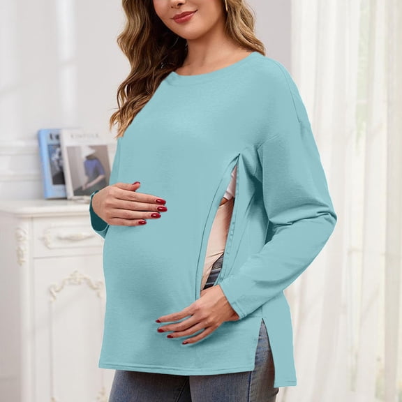 Neewe Nursing Shirts for Breastfeeding with Hidden Zippers Loose Fit Maternity Tops