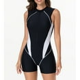 thumbnail image 1 of Neewe One Piece Swimsuit Women Color Block Print Bathing Suits Athletic Modest Swimwear, 1 of 9