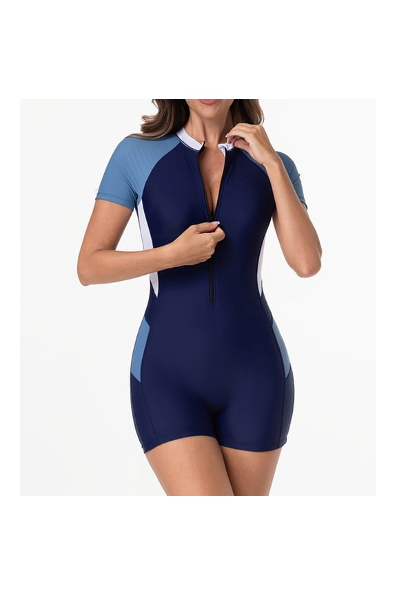 One Piece Swimsuit Women Modest Quick Dry Full Coverage Swim Suit