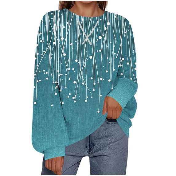 Neewe Plus Size Tops for Women Winter Long Sleeve Shirts Crew Neck Casual Loose Tunic Blouse