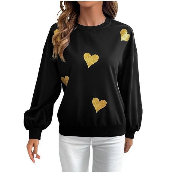 Neewe Round Neck Heart Womens Fashion Clothes Cute Pullover Fall Sweaters for Women 2025 Women Clothing