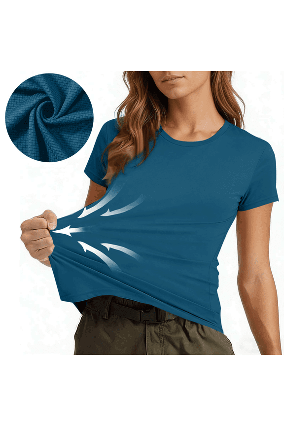 Seamless Fashionable Casual Solid Color Workout Round Neck Tops for Women Short Sleeve Compression Athletic Shirts Soft Yoga Gym Tops