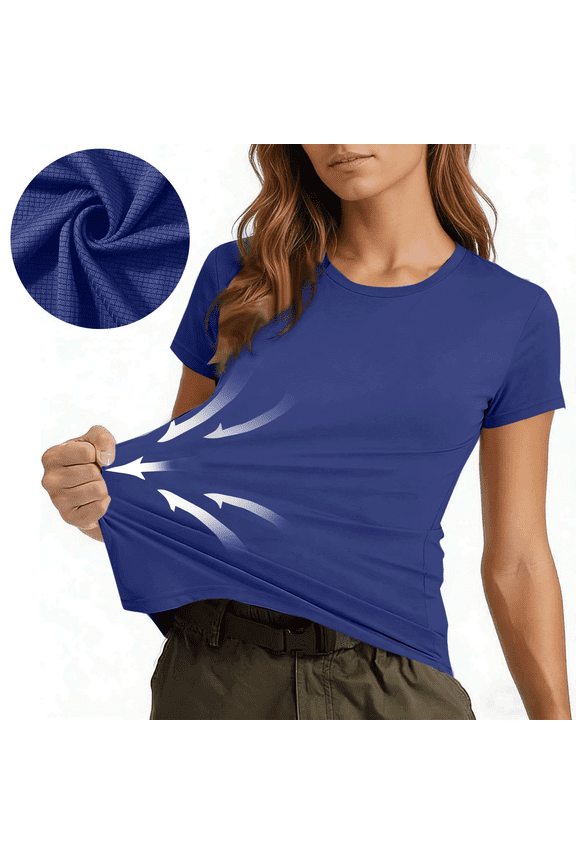 Seamless Fashionable Casual Solid Color Workout Round Neck Tops for Women Short Sleeve Compression Athletic Shirts Soft Yoga Gym Tops