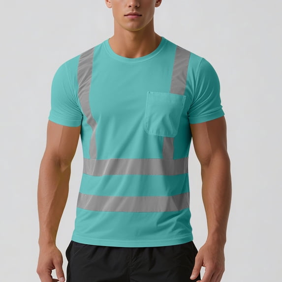 Neewe Shirts for Men Women Class 2 High Visibility Shirts with Short Sleeves, Breathable Construction Unisex Solid Color
