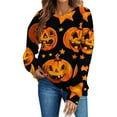 thumbnail image 1 of Neewe Sweatshirts for Women Crewneck Long Sleeve Loose Fit Tops Halloween Trim Pumpkin Cute Fashion 2025, 1 of 5