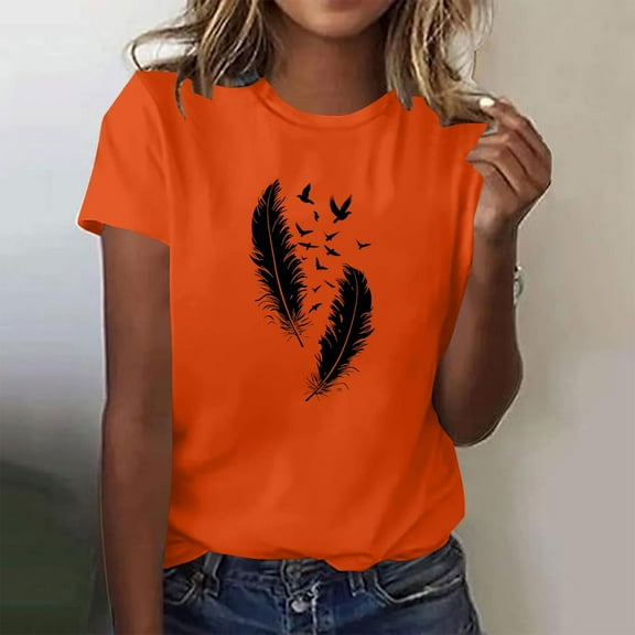 Neewe T Shirts for Women Summer Short Sleeve Crewneck Casual Cute Graphic Basic Tees Tops