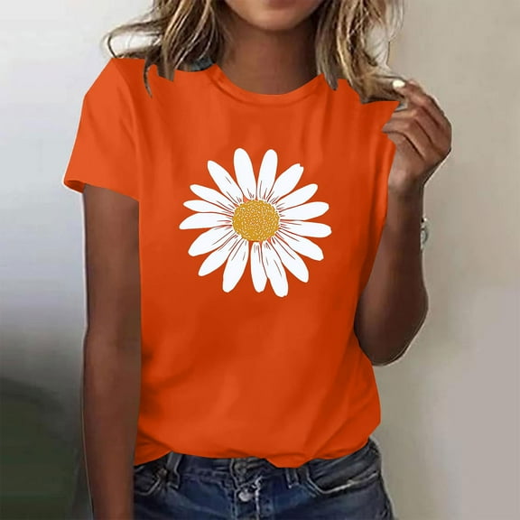 Neewe T Shirts for Women Summer Short Sleeve Crewneck Casual Cute Graphic Basic Tees Tops