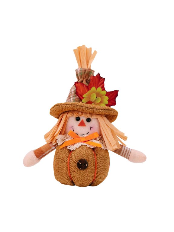 Neewe Thanksgiving Day 8.3 Inch Scarecrow Doll Pendant with Sunflower Maple Leaf for Bag Keychain Decor
