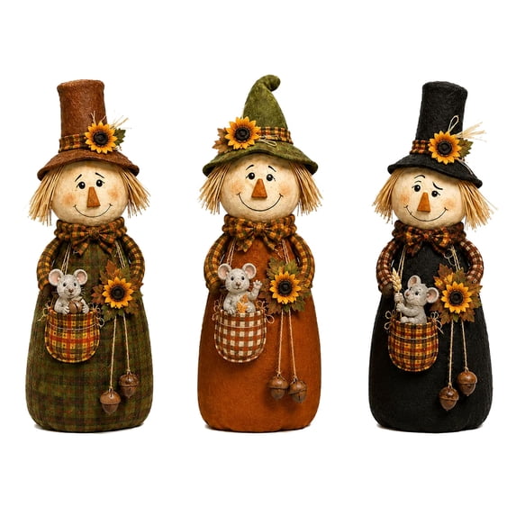 Neewe Thanksgiving Day 8.7 Inch Cloth Scarecrow Figurine for Mantel Table Shelf Fall Accent Decor