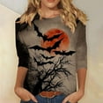 thumbnail image 1 of Neewe Tops for Women 3 Pack 3/4 Sleeve Crewneck Basics Tees Casual Fashion Halloween T Shirts Top, 1 of 5