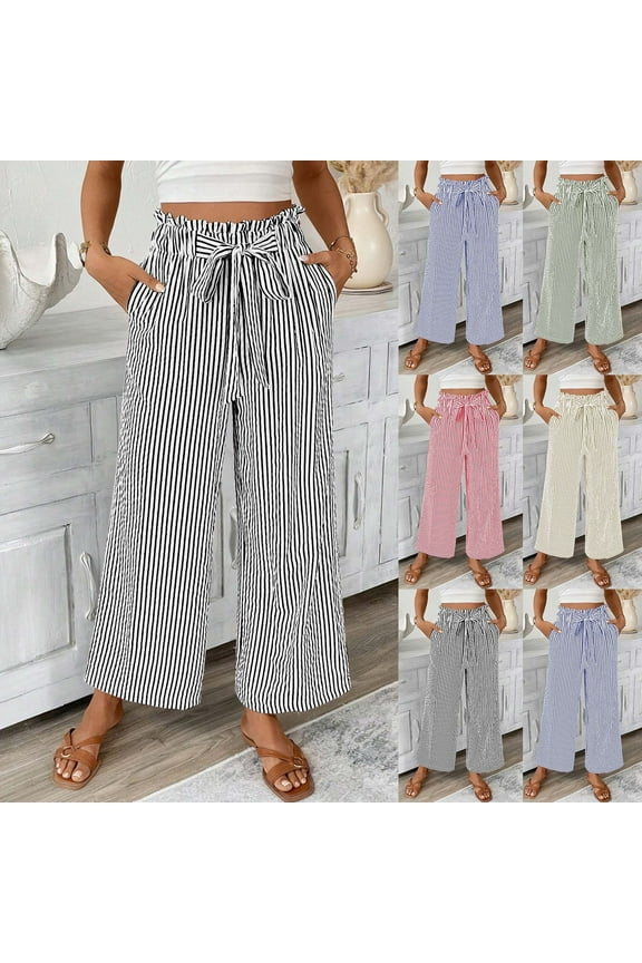 Wide Leg Palazzo Pants for Women Summer High Waist Flowy Loose Casual Lounge Trousers Beach Travel Vacation Clothes-Khaki XL