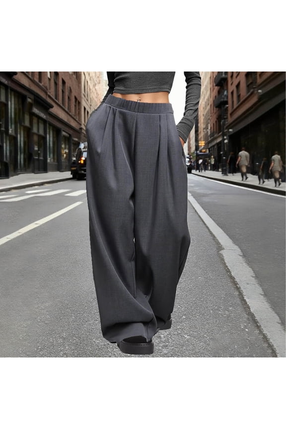 Wide Leg Palazzo Pants for Women Summer High Waist Flowy Loose Casual Lounge Trousers Beach Travel Vacation Clothes