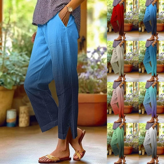 Neewe Wide Leg Pants Woman Flowy Palazzo Pants for Women High Waisted Summer Casual Beach Trousers Cruise Outfits