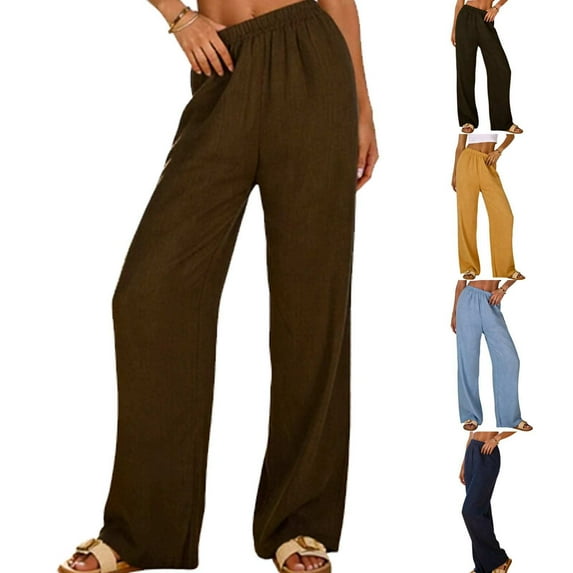 Neewe Wide Leg Pants Woman Flowy Palazzo Pants for Women High Waisted Summer Casual Beach Trousers Cruise Outfits