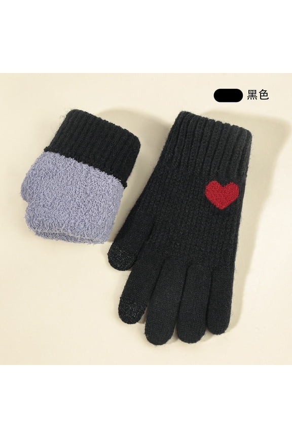 Winter Gloves for Men Women Knit Warm Touchscreen Adult Heart Gloves