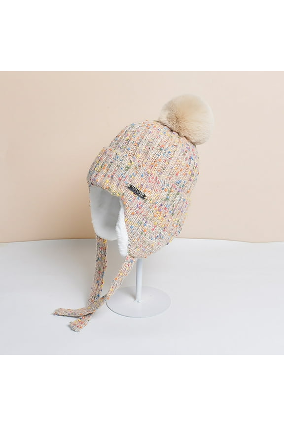 Winter Hats for Women Knit Beanie Soft Warm Fleece Lined Long Ear Straps Snow Ski Cap