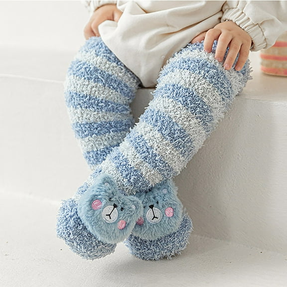 Neewe Winter Thickened Coral Fleece Knee High Warm Socks for Babies & Children Non-Slip Floor Socks