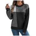 thumbnail image 1 of Neewe Women Autumn Winter Colorblock Pullover Sweaters Round Neck Pullover SweaterKnitwear Tops, 1 of 8